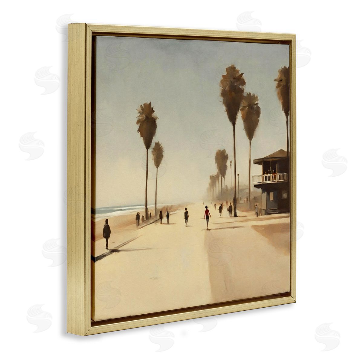 Noah Bay Tropical Beachside Track Gold Floating Frame Canvas Wall Art Print