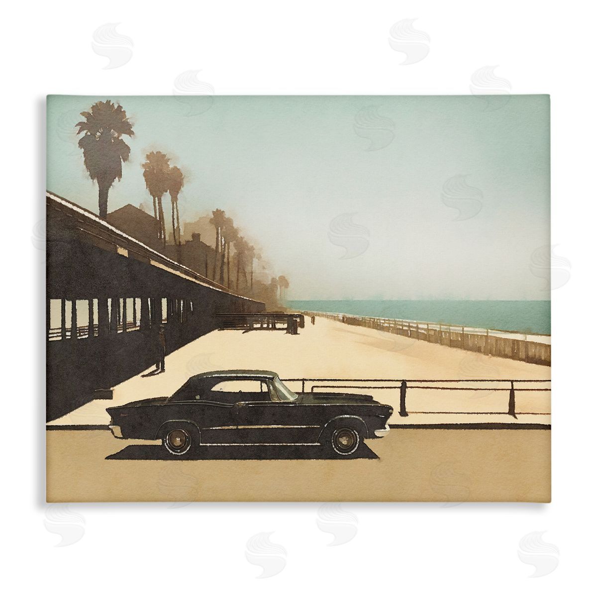 Noah Bay Under The Pier Classic Car Canvas Wall Art Print
