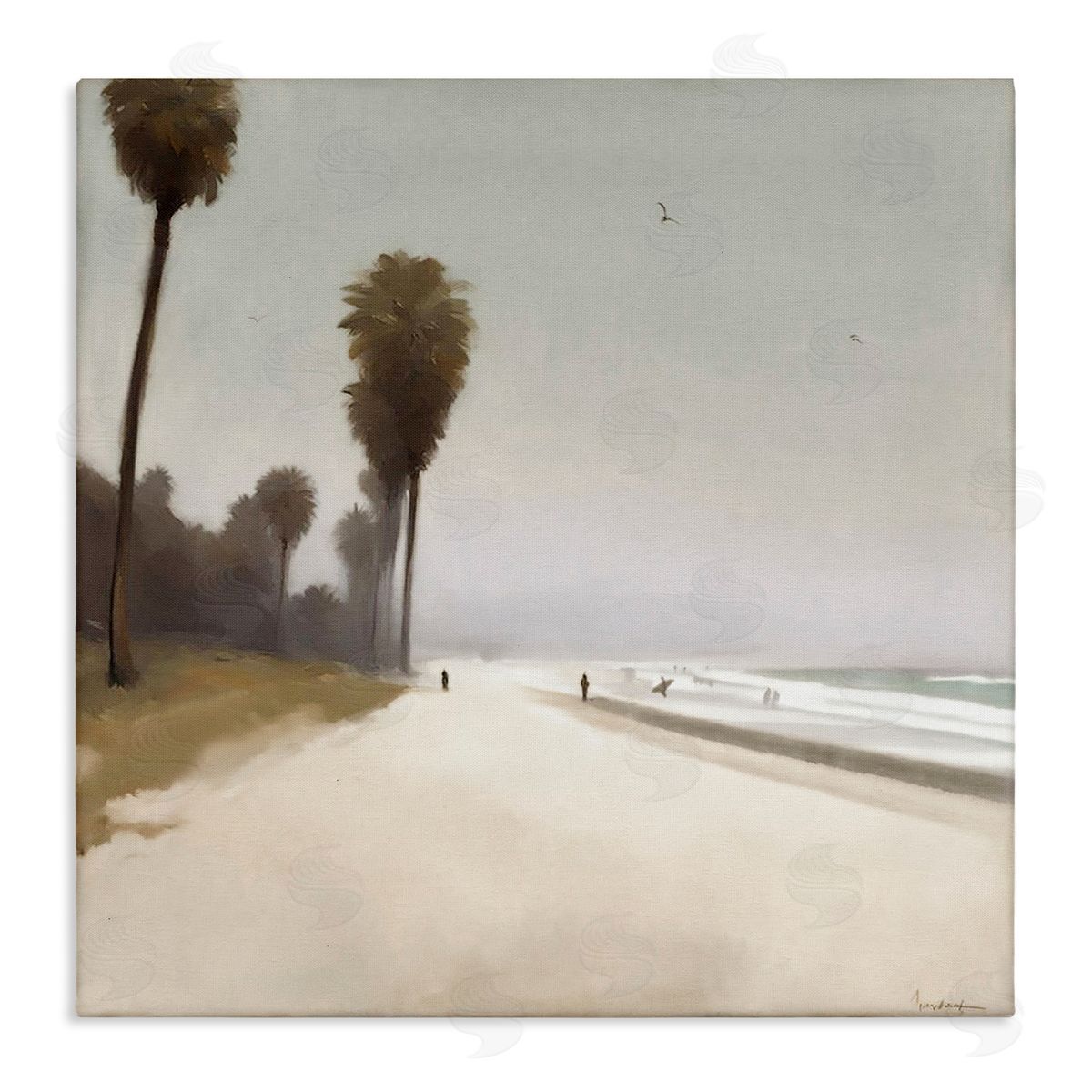 Noah Bay Palm Lined Beach Canvas Wall Art Print