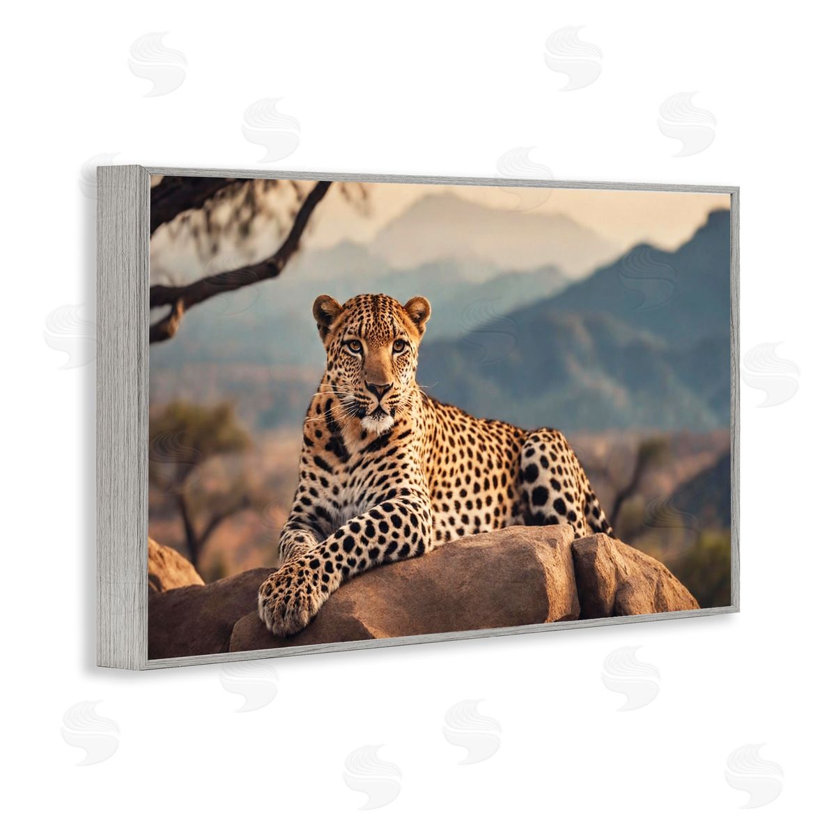 Intense Watching Cheetah Grey Frame Print Wall Art, Home Decor by Noah Bay