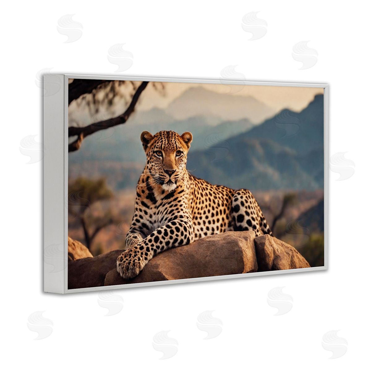 Intense Watching Cheetah White Frame Print Wall Art, Home Decor by Noah Bay