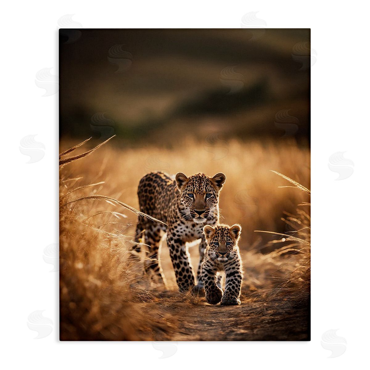 Cheetah & Cub in Nature Canvas Wall Art, Home Decor by Noah Bay