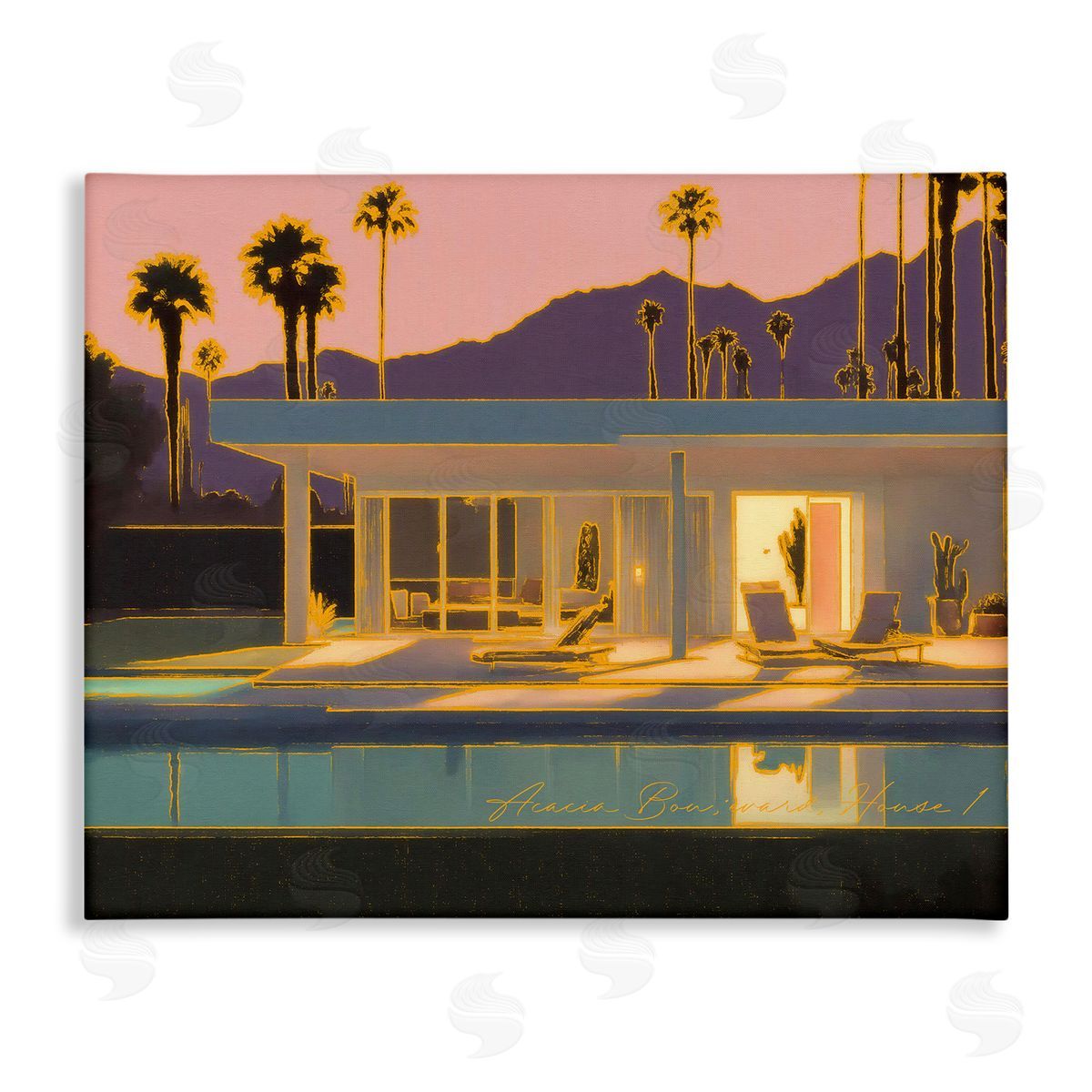 Noah Bay Sunset Glow Summer Pool Canvas Wall Art Print