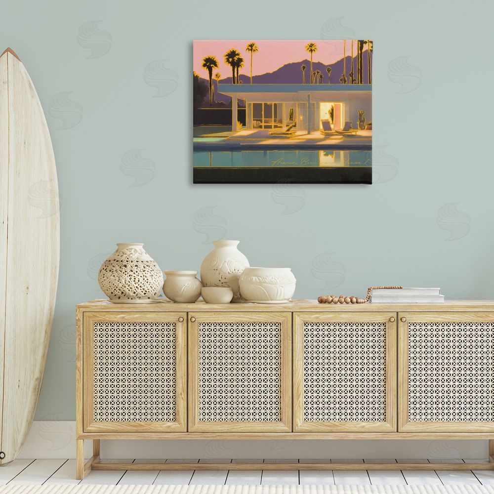 Noah Bay Sunset Glow Summer Pool Canvas Wall Art Print in Room