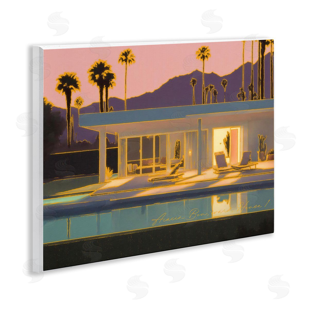 Noah Bay Sunset Glow Summer Pool Wooden Wall Plaque Art Print