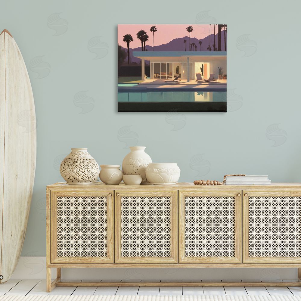 Noah Bay Summer Pool Reflection Canvas Wall Art Print in Room