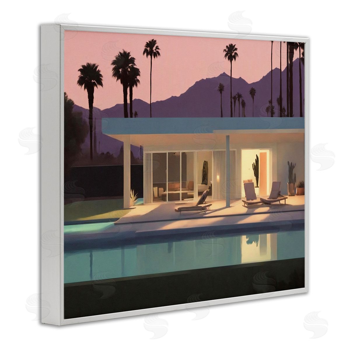 Noah Bay Summer Pool Reflection White Framed Giclee Wall Art Print
