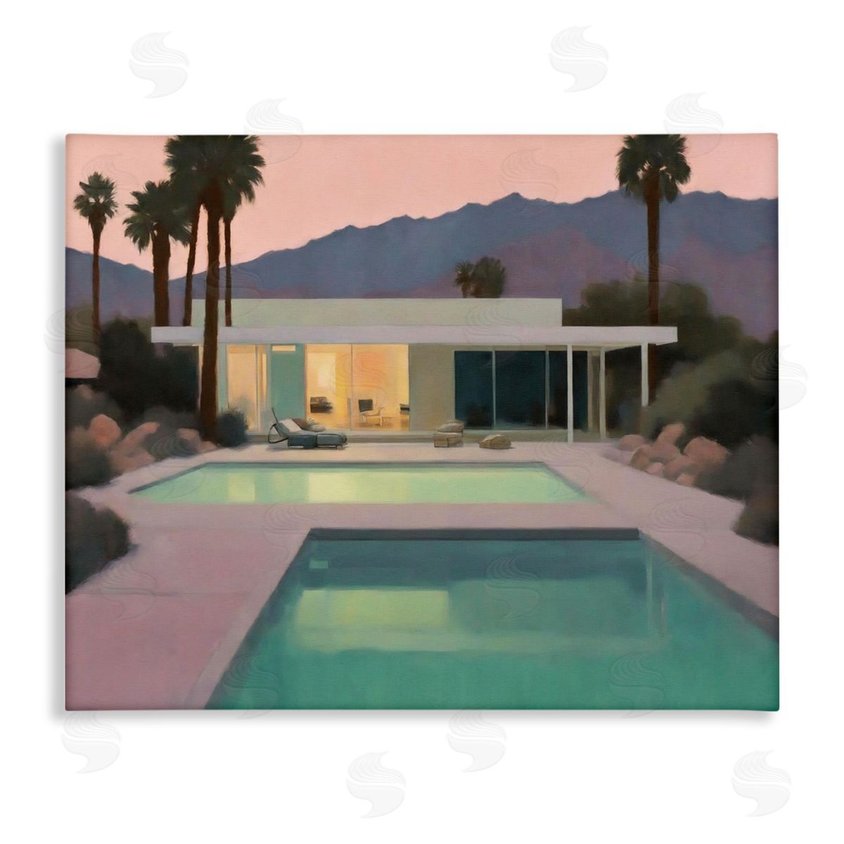 Noah Bay Tranquil Pool at Sunset Canvas Wall Art Print