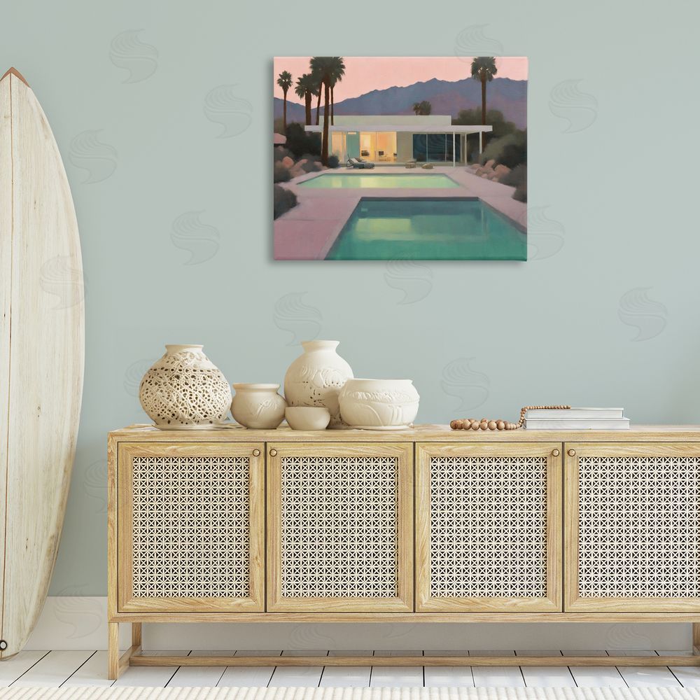 Noah Bay Tranquil Pool at Sunset Canvas Wall Art Print in Room