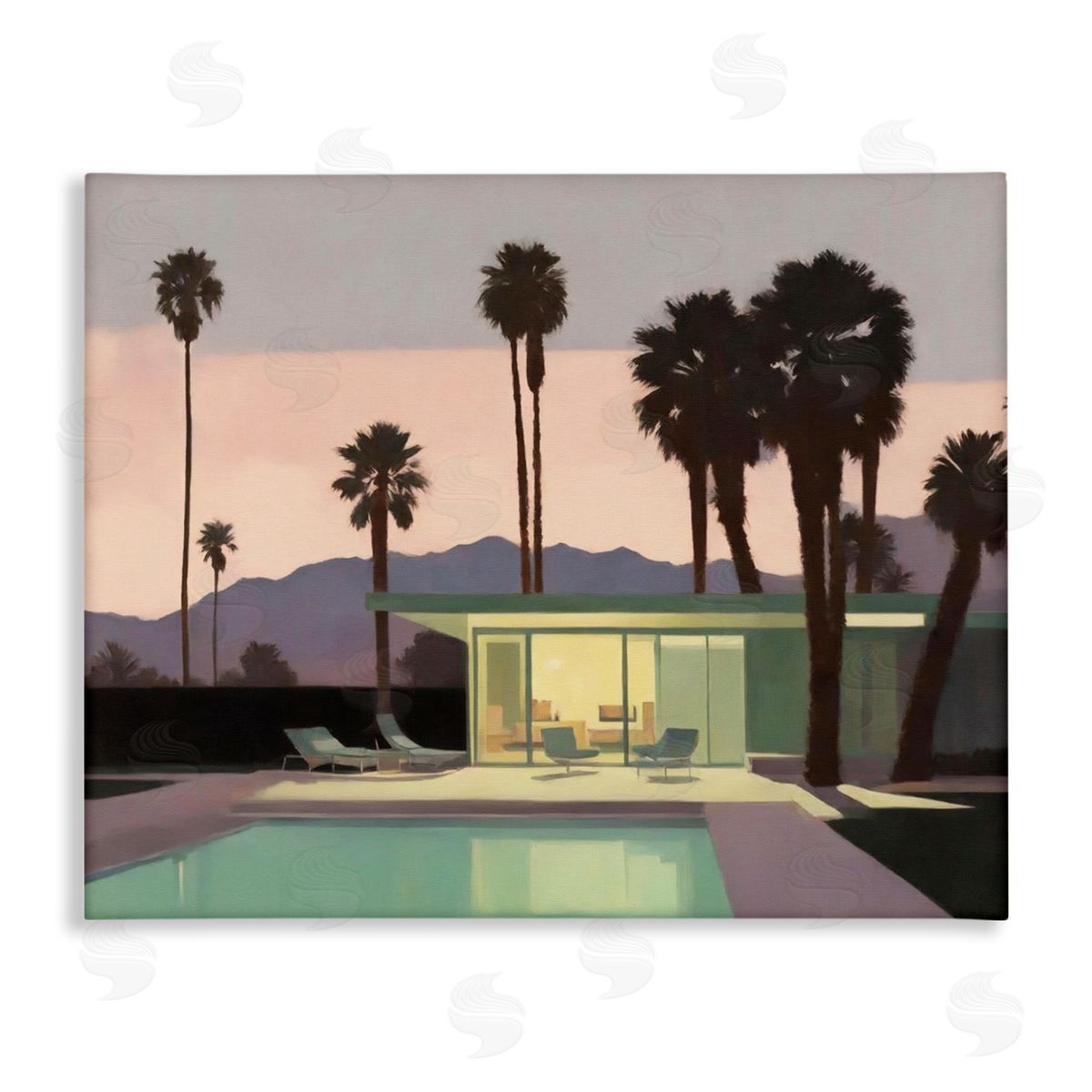 Noah Bay Pool Surrounded by Palms Canvas Wall Art Print