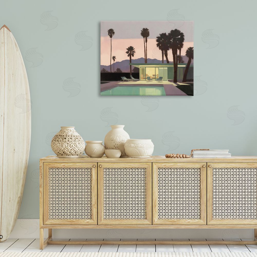 Noah Bay Pool Surrounded by Palms Canvas Wall Art Print in Room