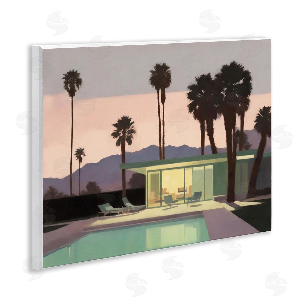 Noah Bay Pool Surrounded by Palms Wooden Wall Plaque Art Print