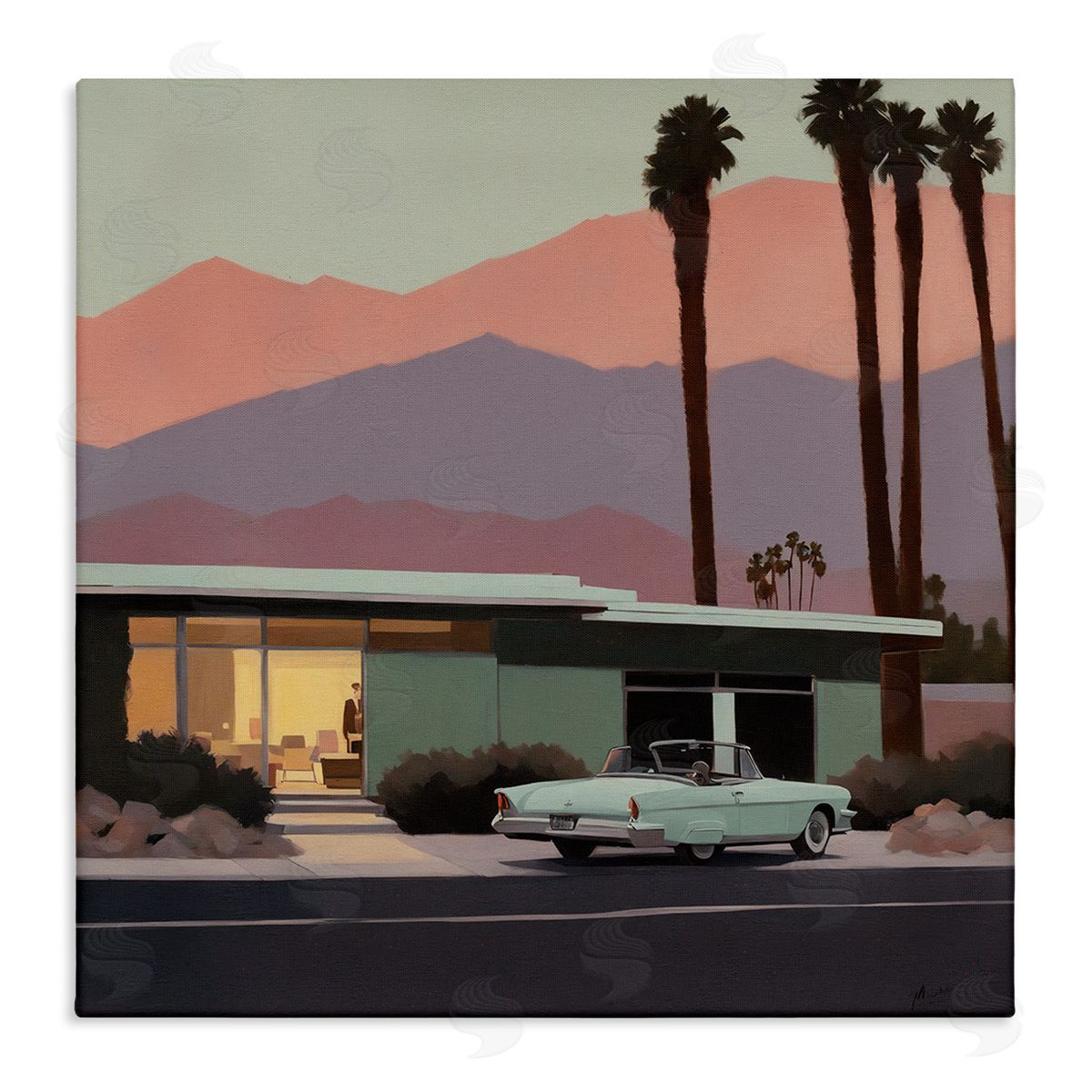 Noah Bay Tropical House & Car Canvas Wall Art Print