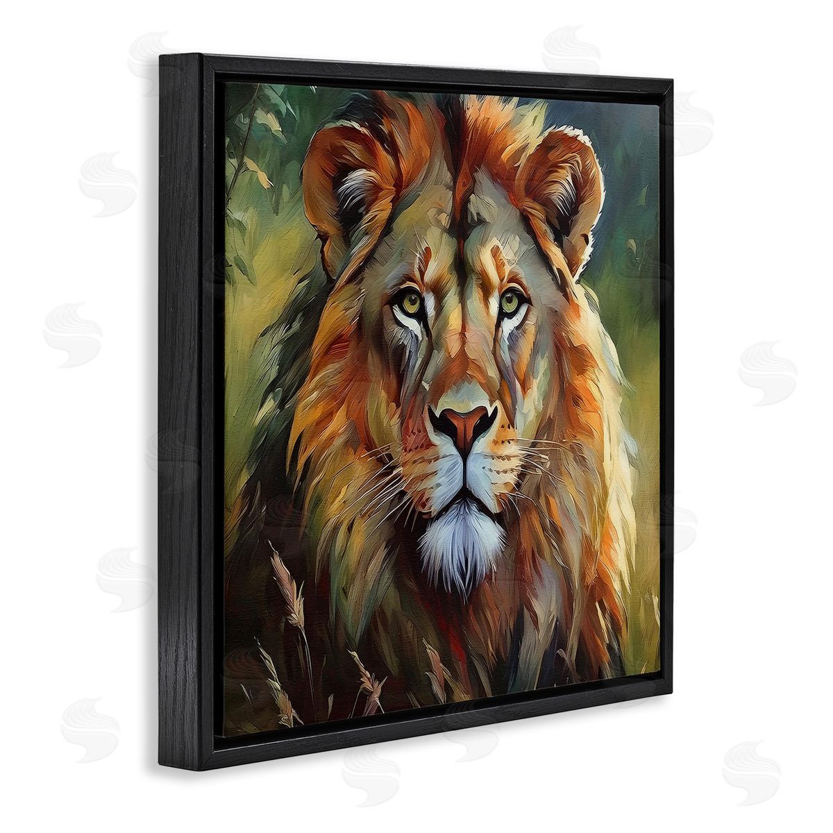 Painterly Lion Portrait Black Floating Frame Canvas Wall Art, Home Decor by Noah Bay