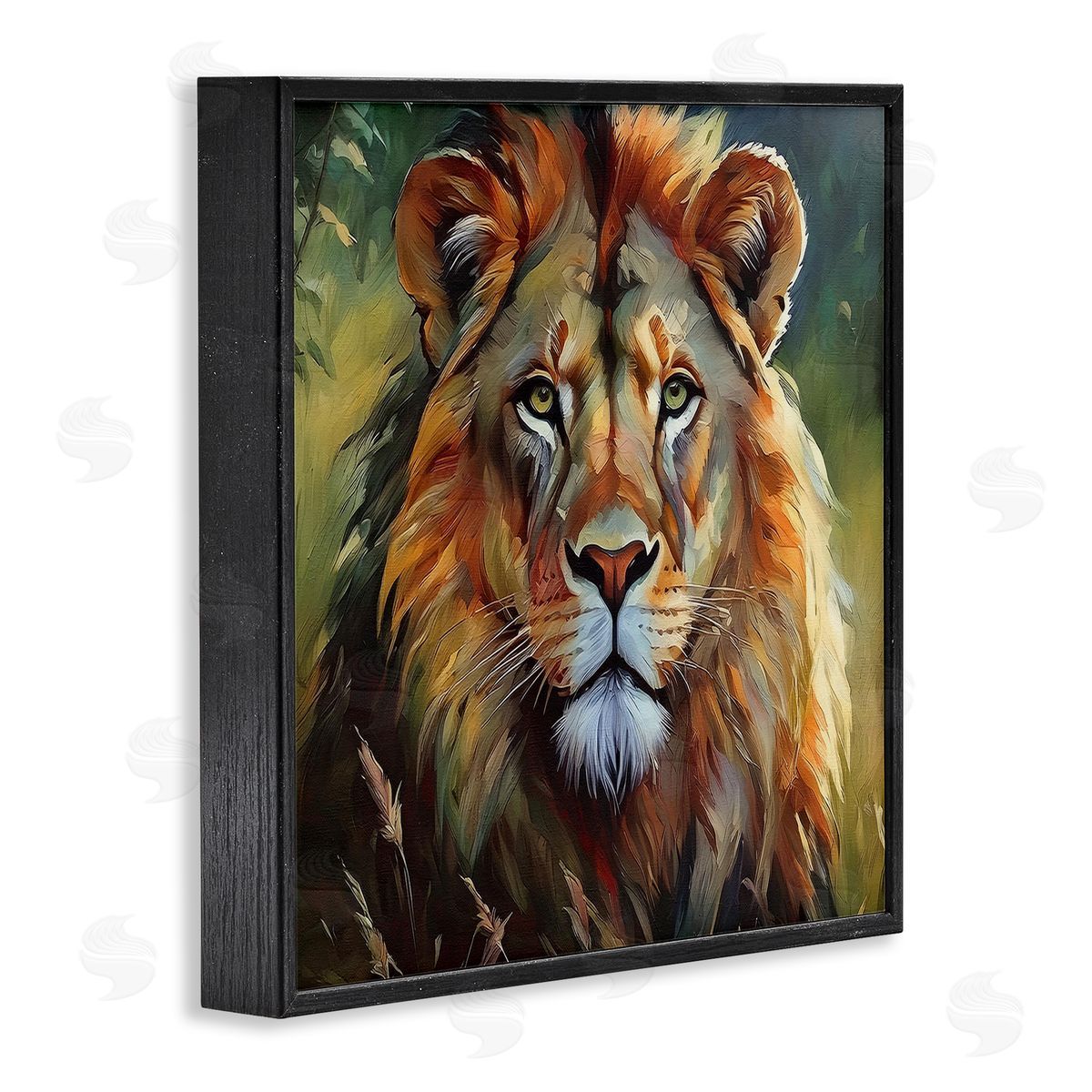 Painterly Lion Portrait Black Frame Print Wall Art, Home Decor by Noah Bay