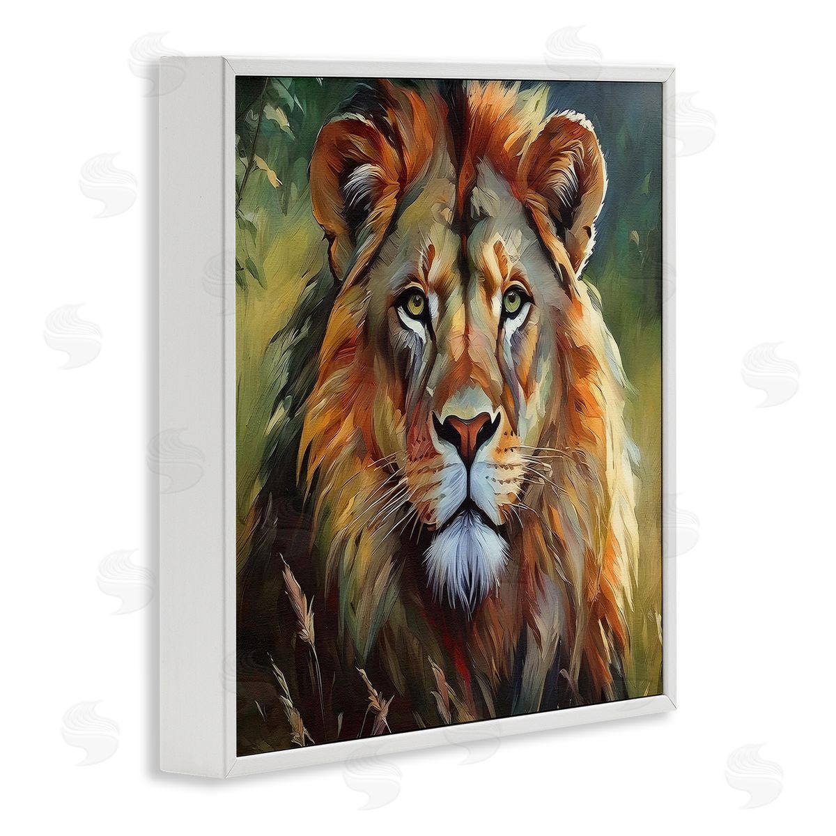 Painterly Lion Portrait White Frame Print Wall Art, Home Decor by Noah Bay