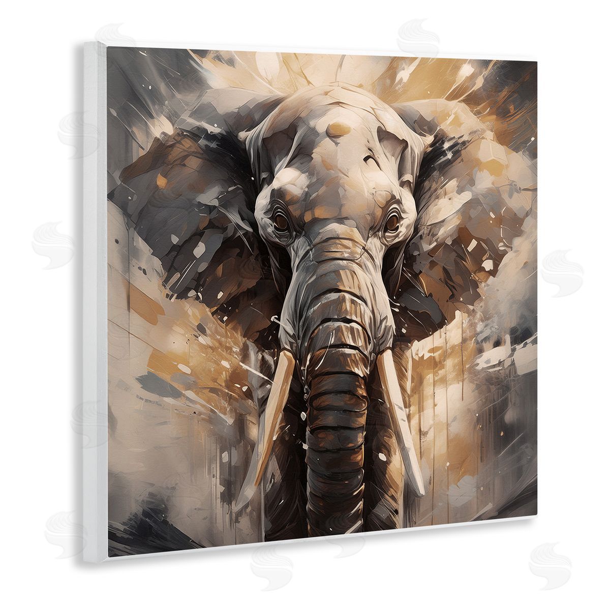 Noah Bay Modern Splatter Elephant Wooden Wall Plaque Art Print
