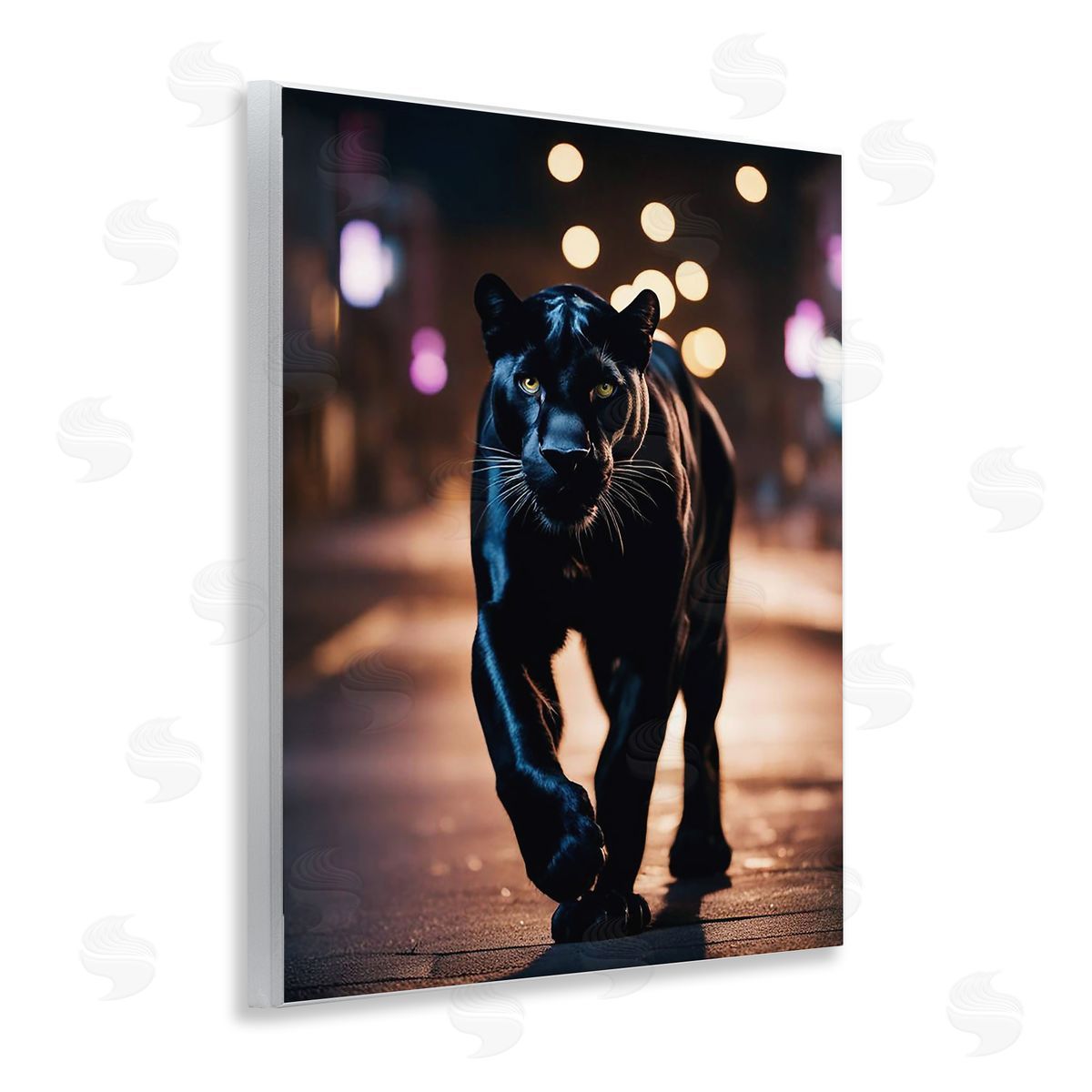 Stalking Panther on Street Wood Plaque Wall Art, Home Decor by Noah Bay