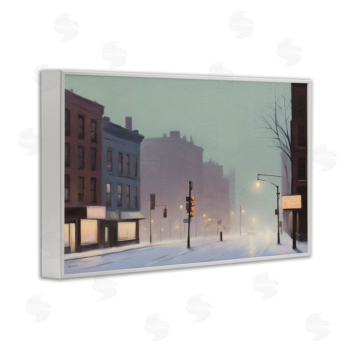 Foggy City Street White Frame Print Wall Art, Home Decor by Noah Bay