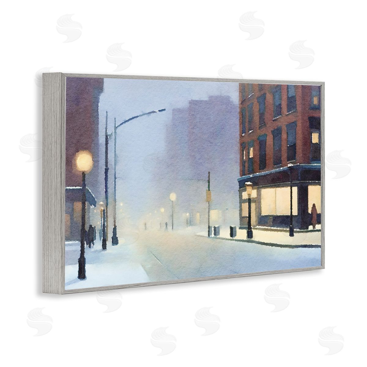 Misty Winter City Street Grey Frame Print Wall Art, Home Decor by Noah Bay