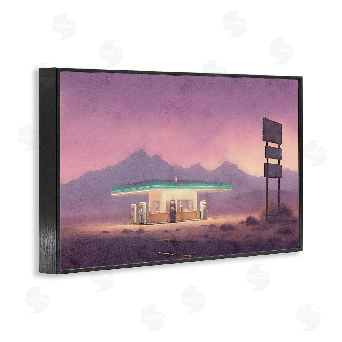 Desert Gas Station Black Frame Print Wall Art, Home Decor by Noah Bay
