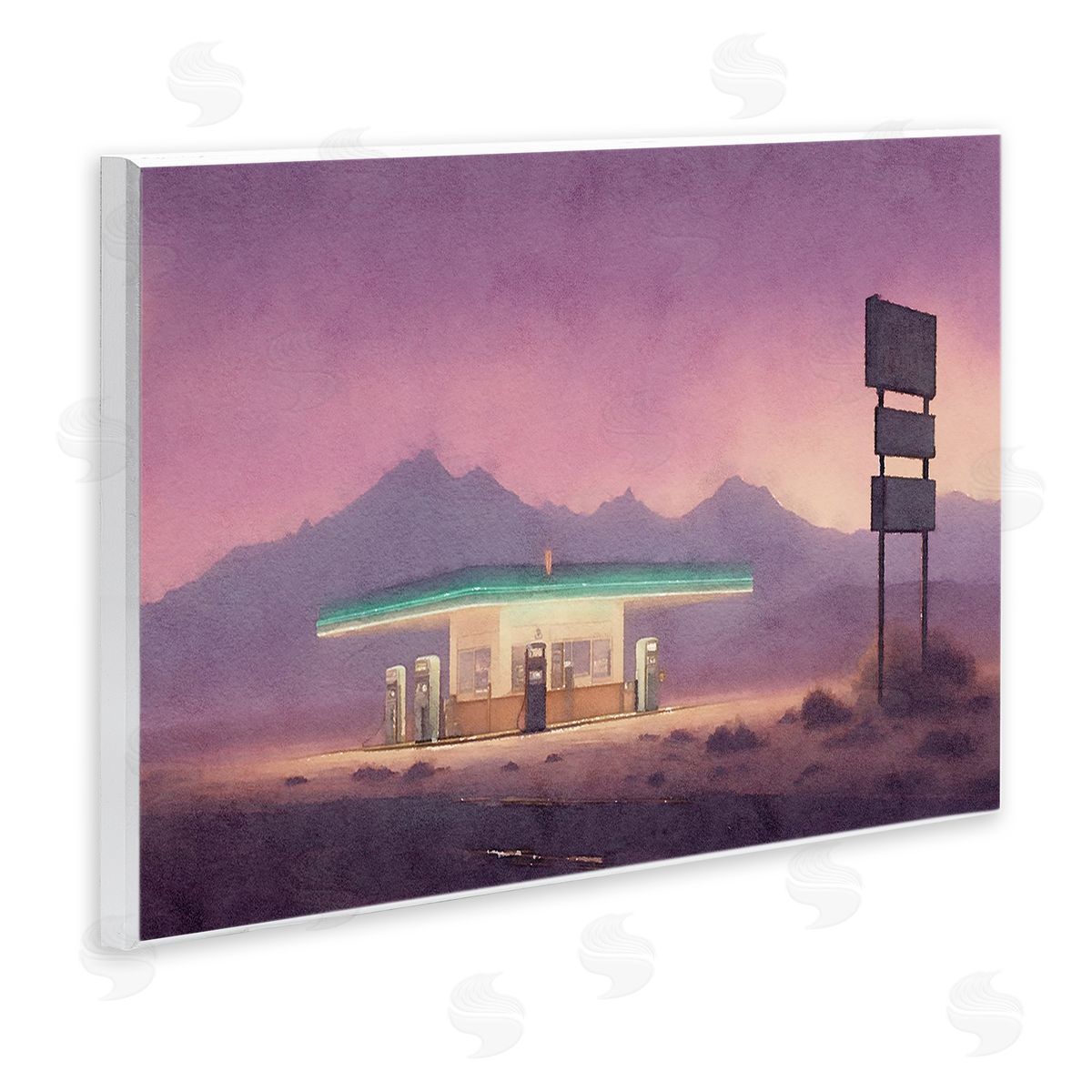 Desert Gas Station Wood Plaque Wall Art, Home Decor by Noah Bay