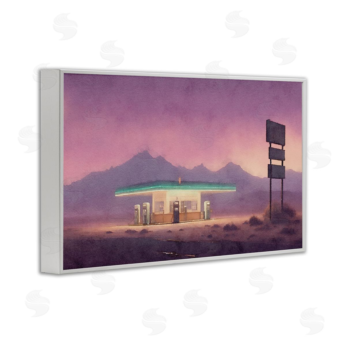 Desert Gas Station White Frame Print Wall Art, Home Decor by Noah Bay
