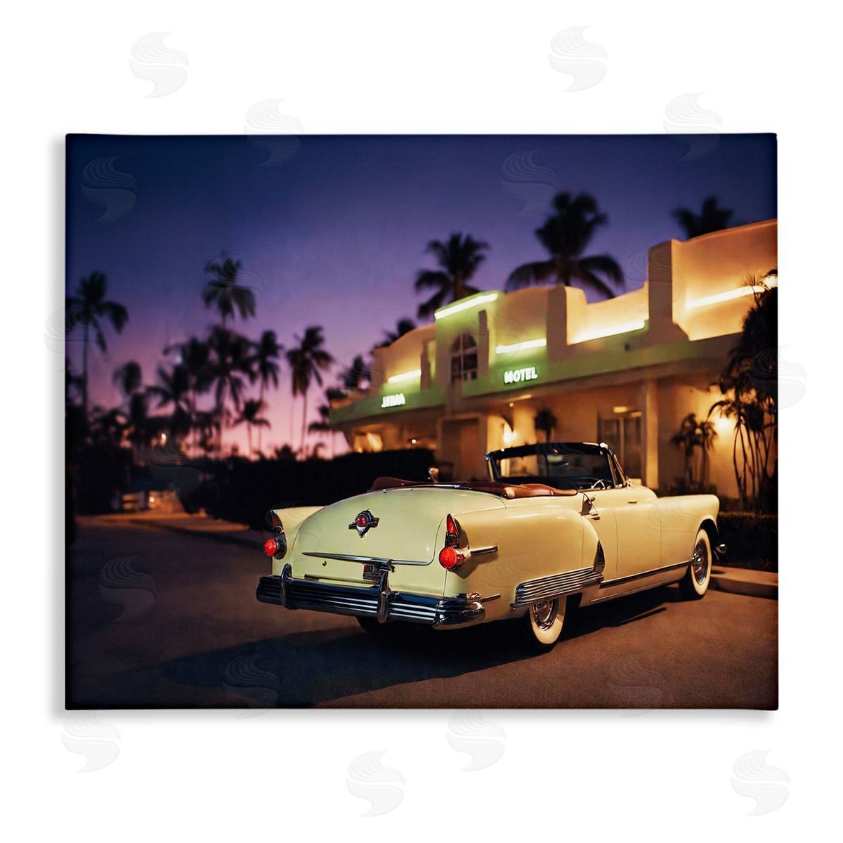 Noah Bay Antique Car Tropical Motel Canvas Wall Art Print