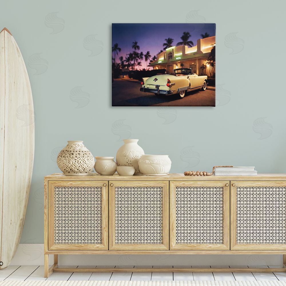 Noah Bay Antique Car Tropical Motel Canvas Wall Art Print in Room