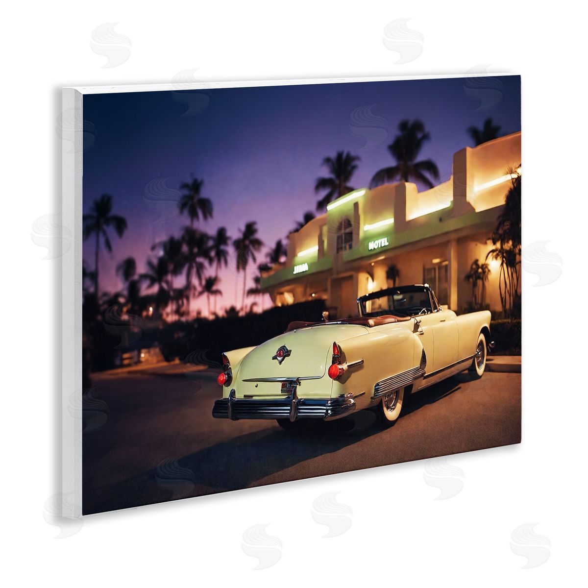 Noah Bay Antique Car Tropical Motel Wooden Wall Plaque Art Print