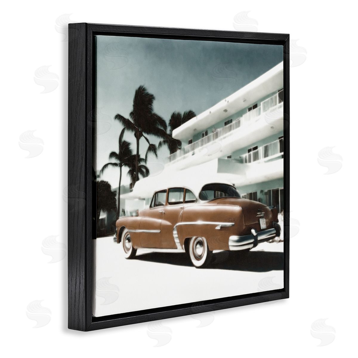 Noah Bay Miami Classic Automobile Black Floating Frame Canvas Wall Art Print