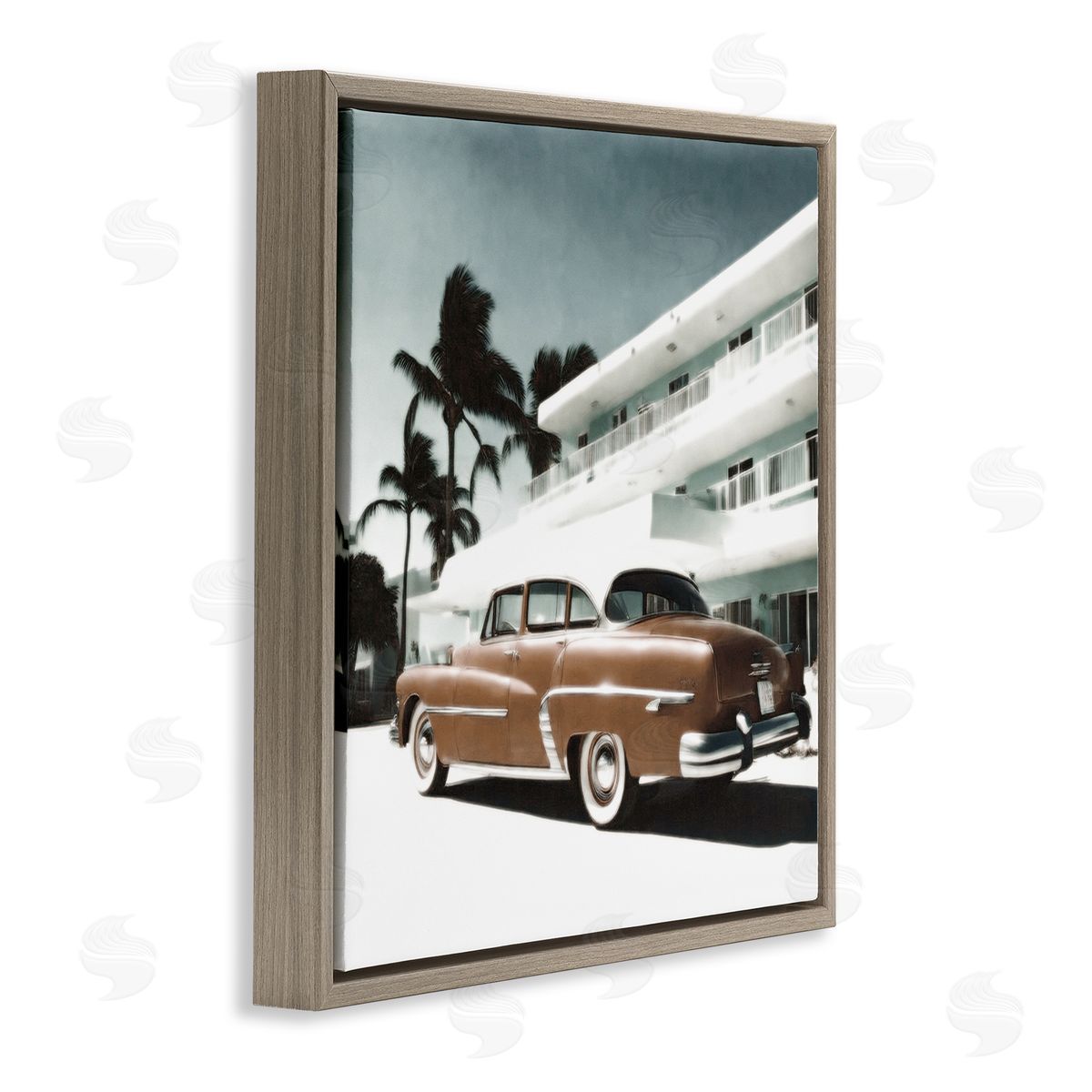 Noah Bay Miami Classic Automobile Brown Floating Frame Canvas Wall Art Print