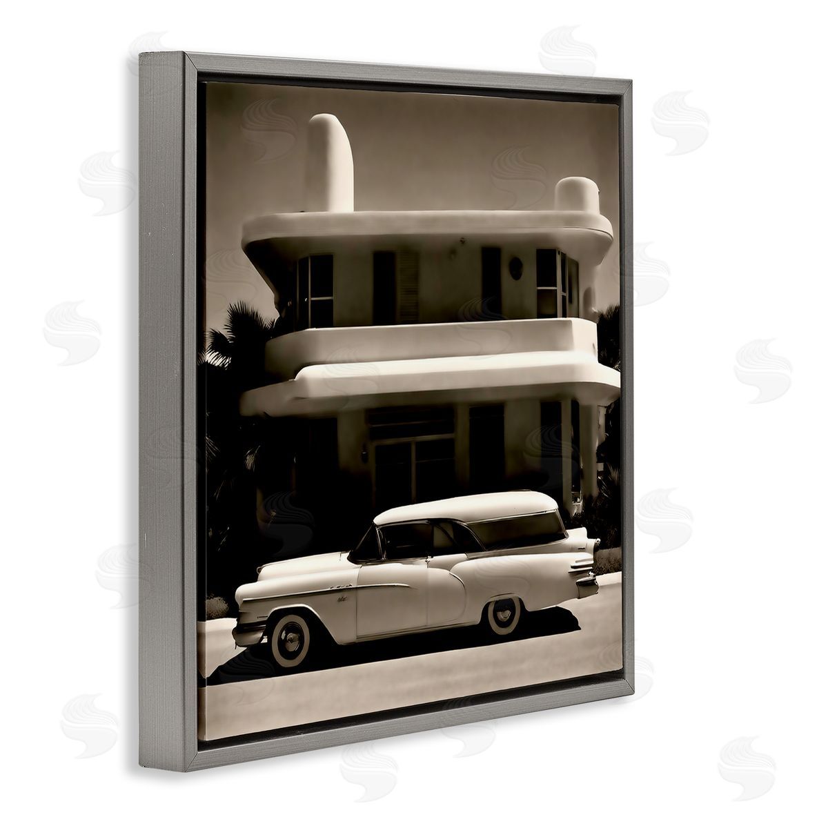 Noah Bay Sleek Classic Car Gray Floating Frame Canvas Wall Art Print