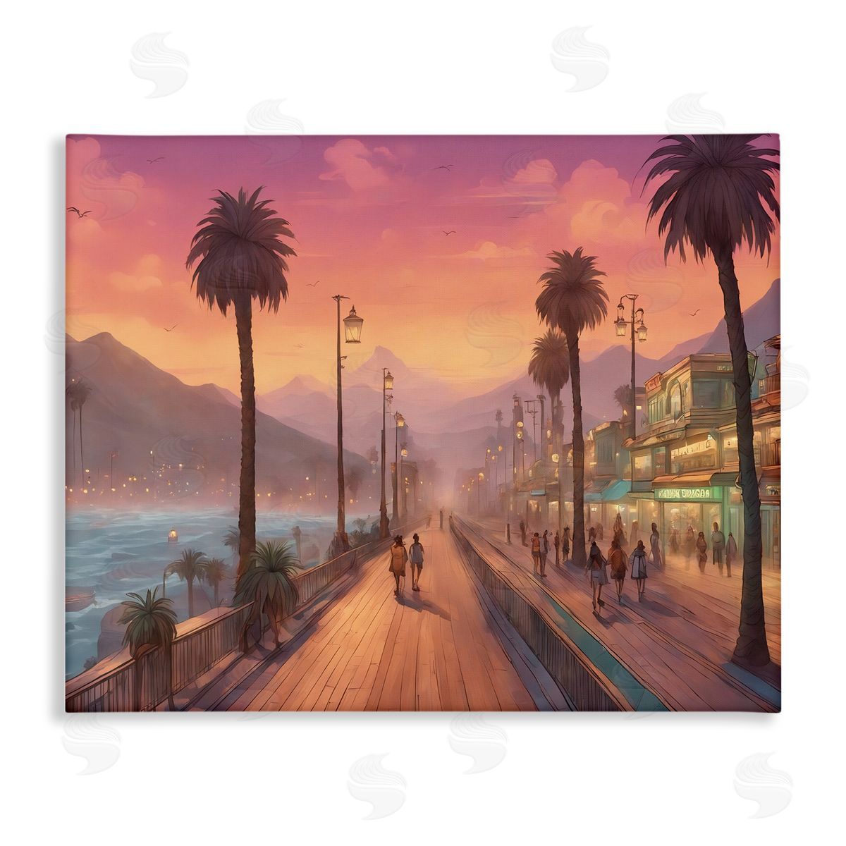 Noah Bay Busy Tropical Boardwalk Canvas Wall Art Print