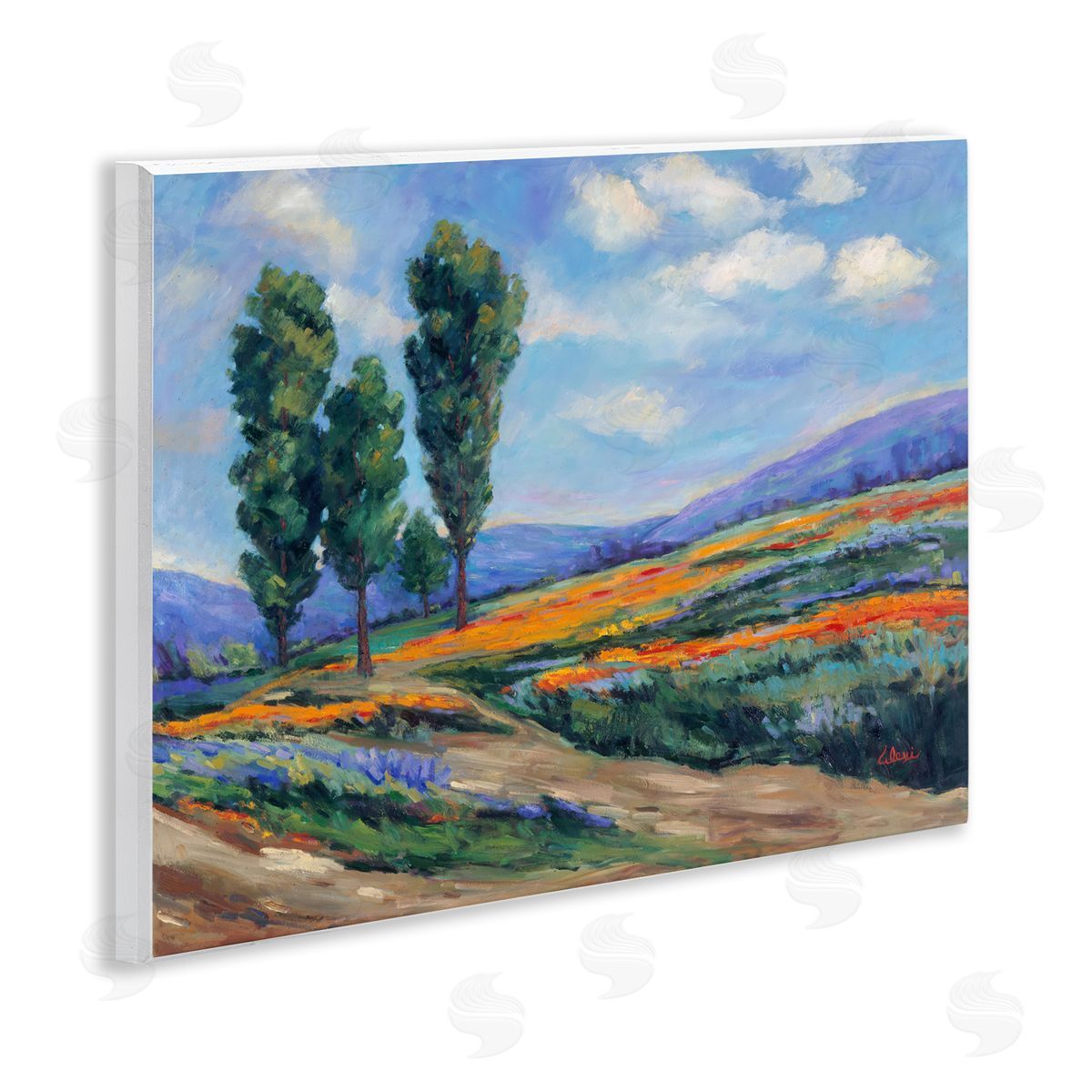 Alexi Fine Rolling Hills Traditional Landscape Wooden Wall Plaque Art Print