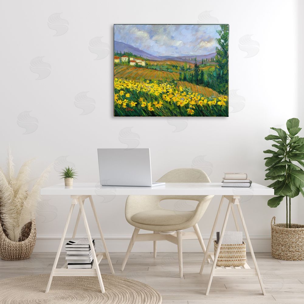 Alexi Fine Daffodil Field by Farm Canvas Wall Art Print in Room