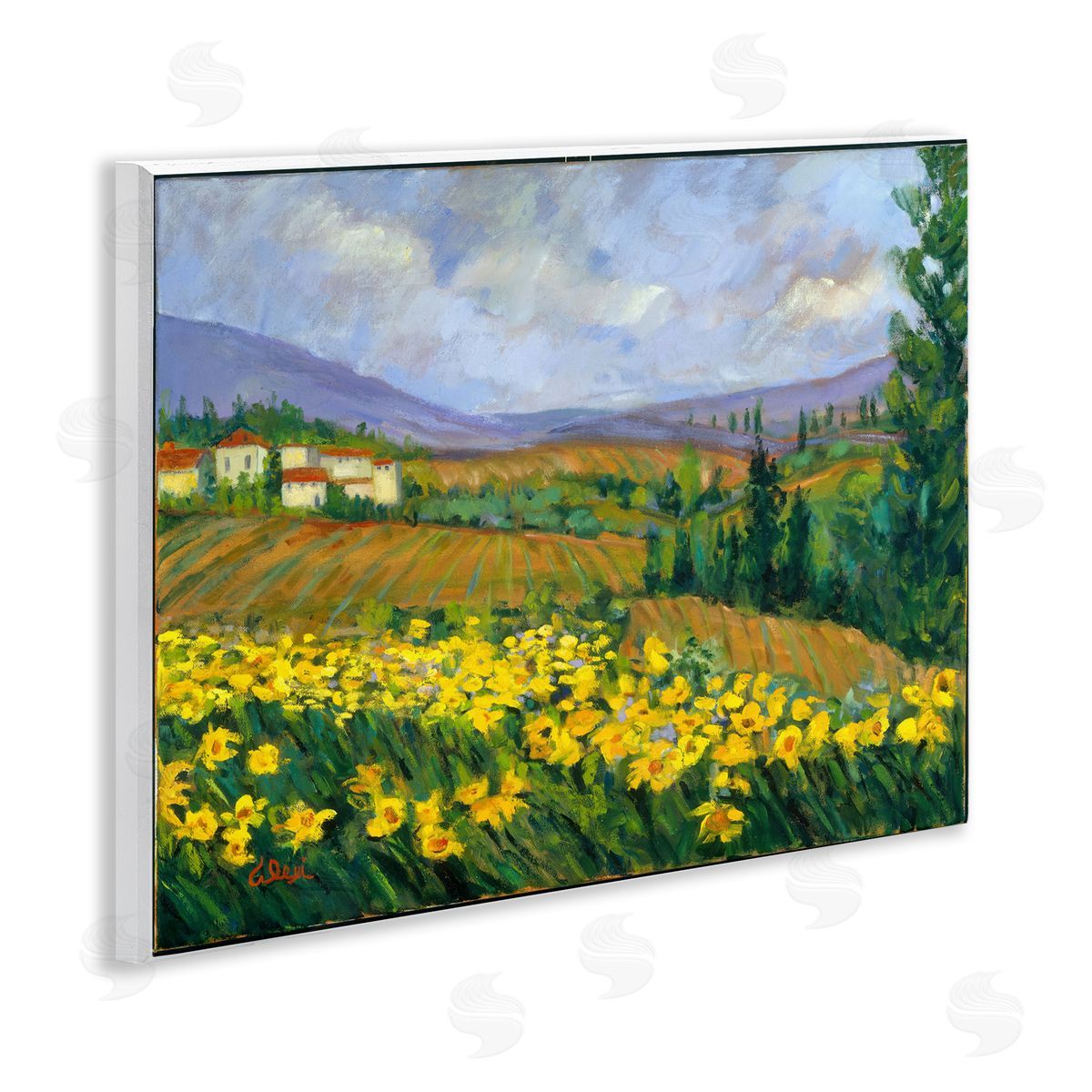 Alexi Fine Daffodil Field by Farm Wooden Wall Plaque Art Print