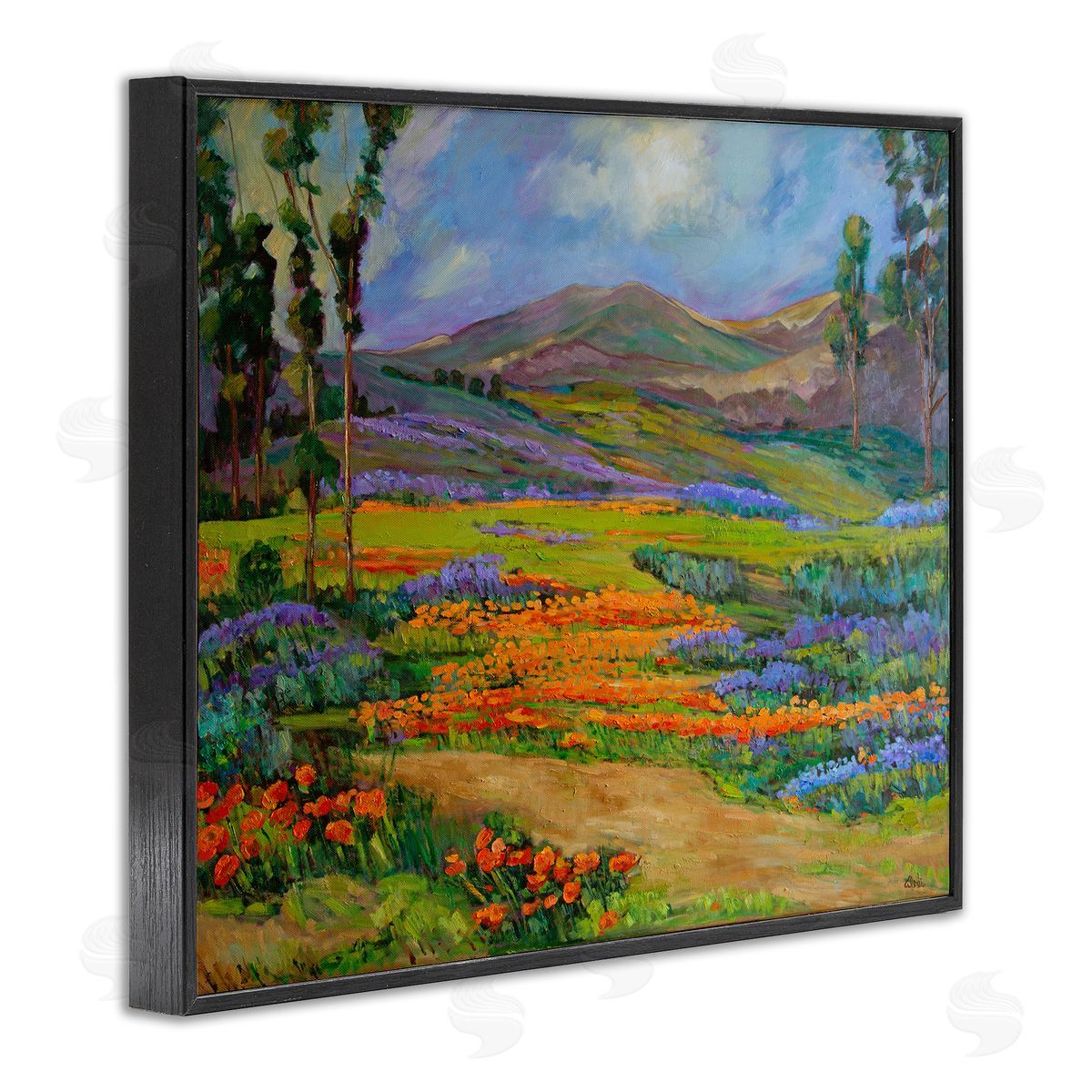 Alexi Fine Bountiful Meadow Landscape Black Framed Giclee Wall Art Print