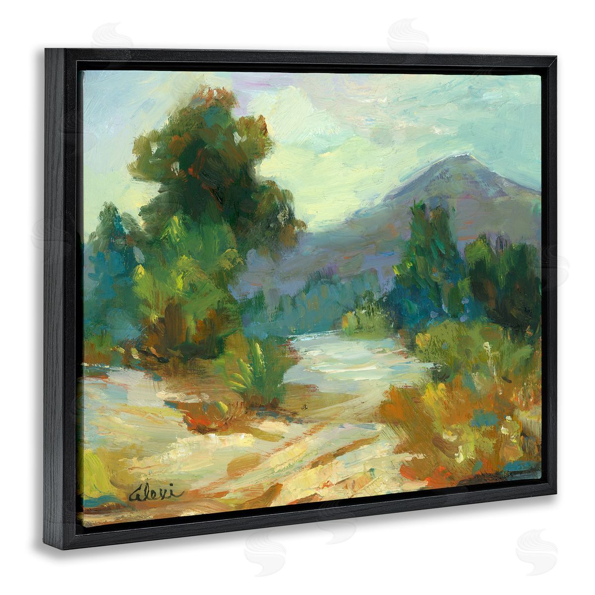 Alexi Fine Fall Time Mountain View Black Floating Frame Canvas Wall Art Print