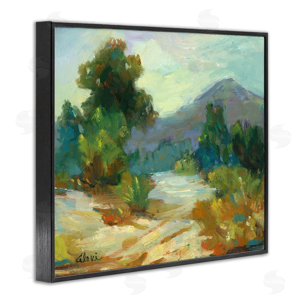 Alexi Fine Fall Time Mountain View Black Framed Giclee Wall Art Print