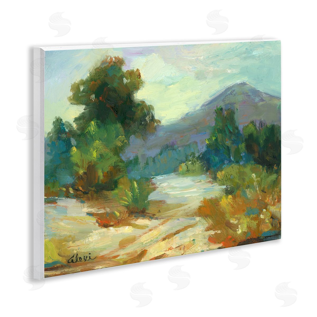 Alexi Fine Fall Time Mountain View Wooden Wall Plaque Art Print