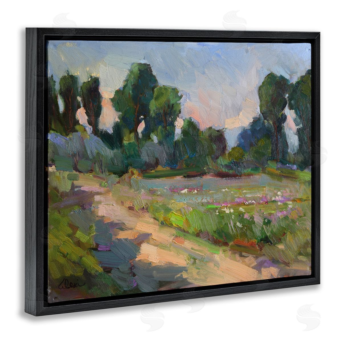 Alexi Fine Idaho Spring Tree Grove Black Floating Frame Canvas Wall Art Print