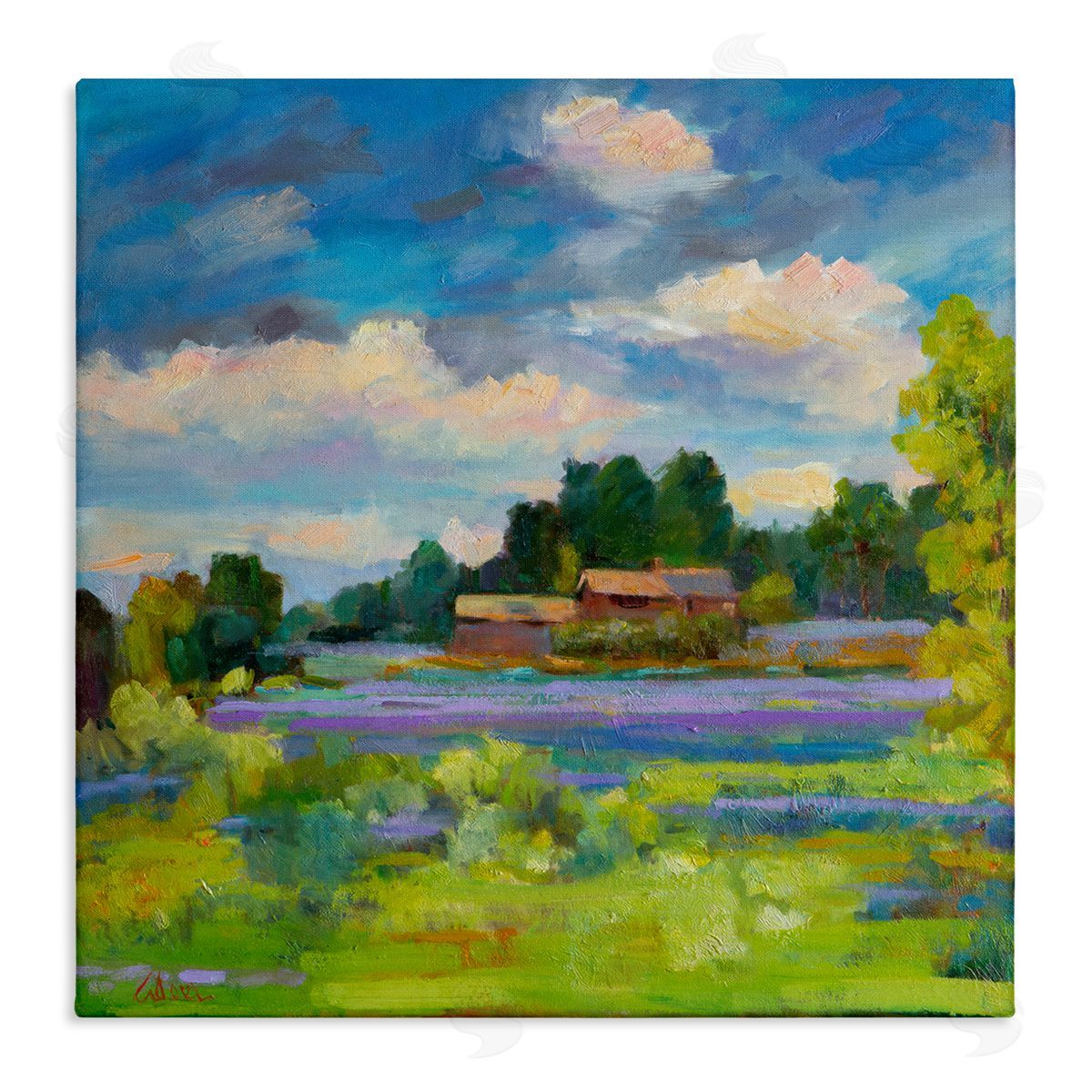 Lavender Countryside Landscape Canvas Wall Art, Home Decor by Alexi Fine