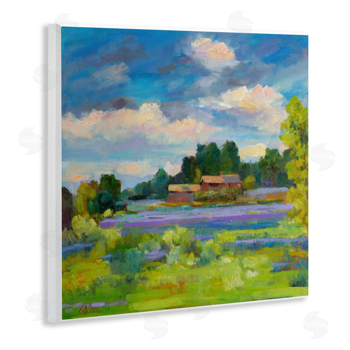 Lavender Countryside Landscape Wood Plaque Wall Art, Home Decor by Alexi Fine