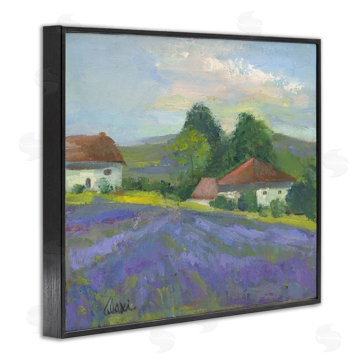Alexi Fine Lovely Lavender Farmland Black Framed Giclee Wall Art Print