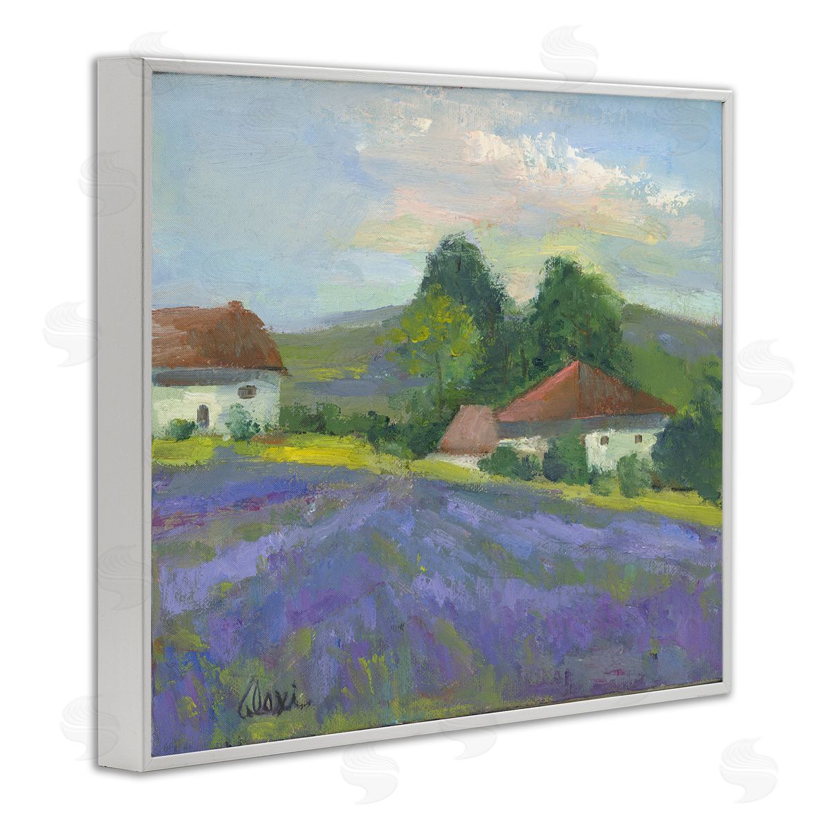 Alexi Fine Lovely Lavender Farmland White Framed Giclee Wall Art Print