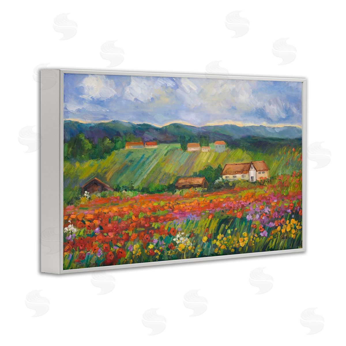 Spring Glory Lush Meadow White Frame Print Wall Art, Home Decor by Alexi Fine