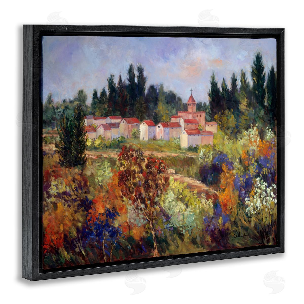 Alexi Fine Tuscan Countryside Garden Black Floating Frame Canvas Wall Art Print