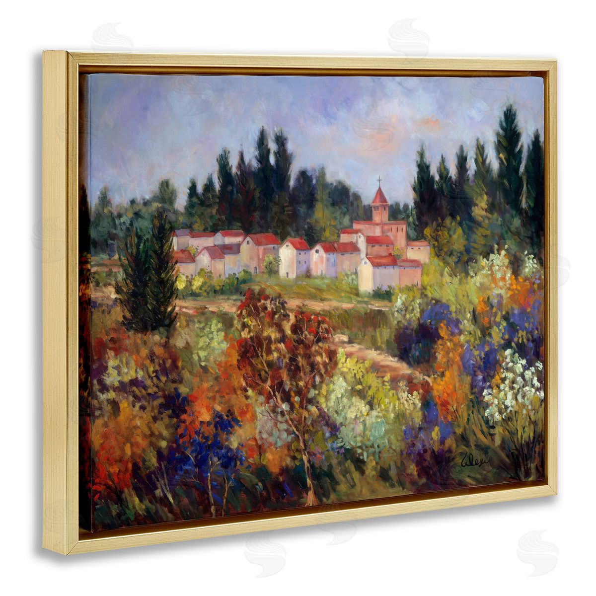 Alexi Fine Tuscan Countryside Garden Gold Floating Frame Canvas Wall Art Print
