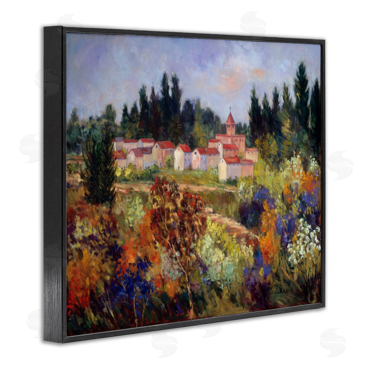 Alexi Fine Tuscan Countryside Garden Black Framed Giclee Wall Art Print